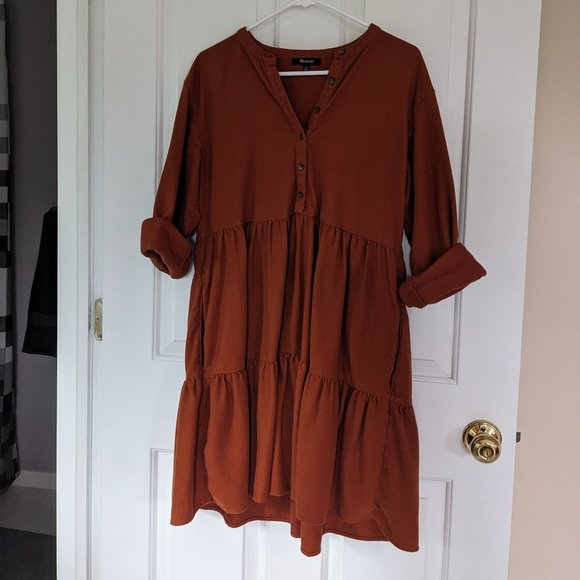 Madewell Dresses Madewell Flannel Peasant Dress Size Medium Rust